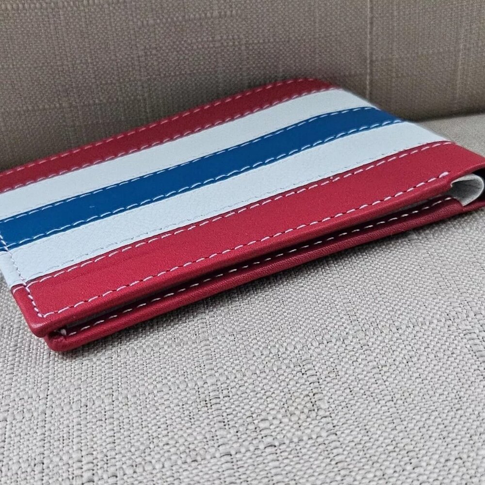 Multi Color Wallet Patriot Colors Card Holder Handmade Leather billfold